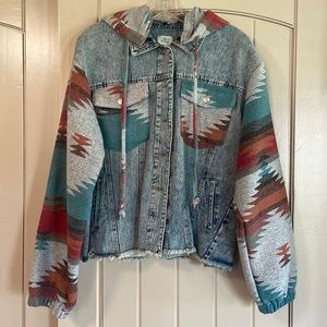 Denim & Aztec Print Jacket